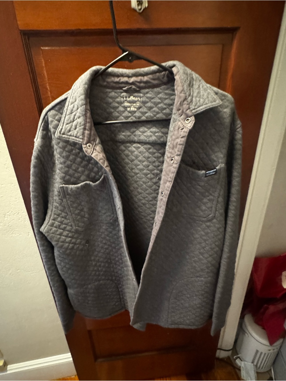 L.L.Bean Quilted Snap Shirt Jacket | Gray | Cozy Layer |
